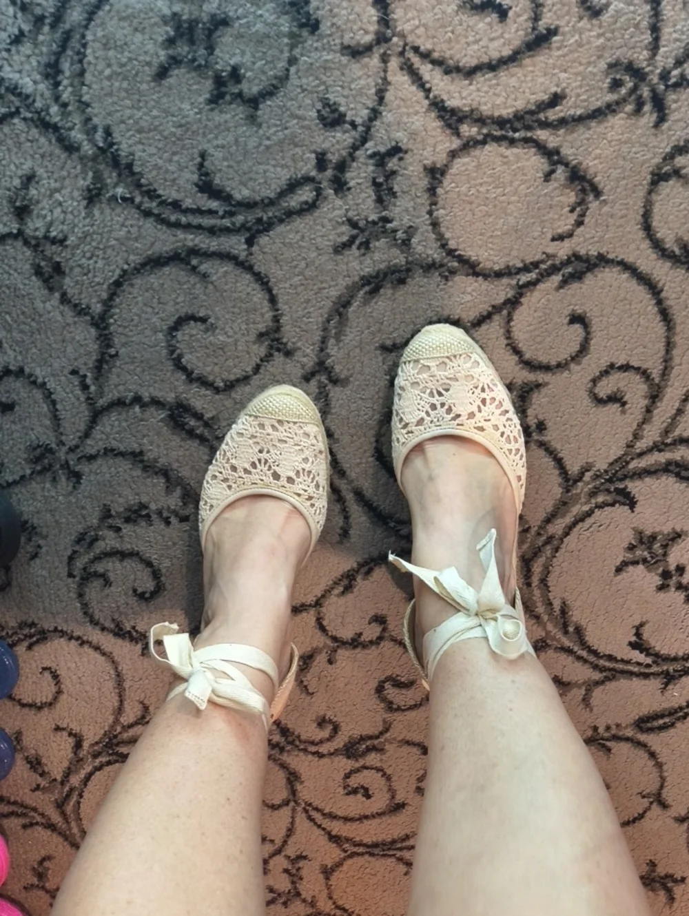 Loft Women’s Lace Ankle-Tie Wedge Espredrille in Cream Loft Outlet